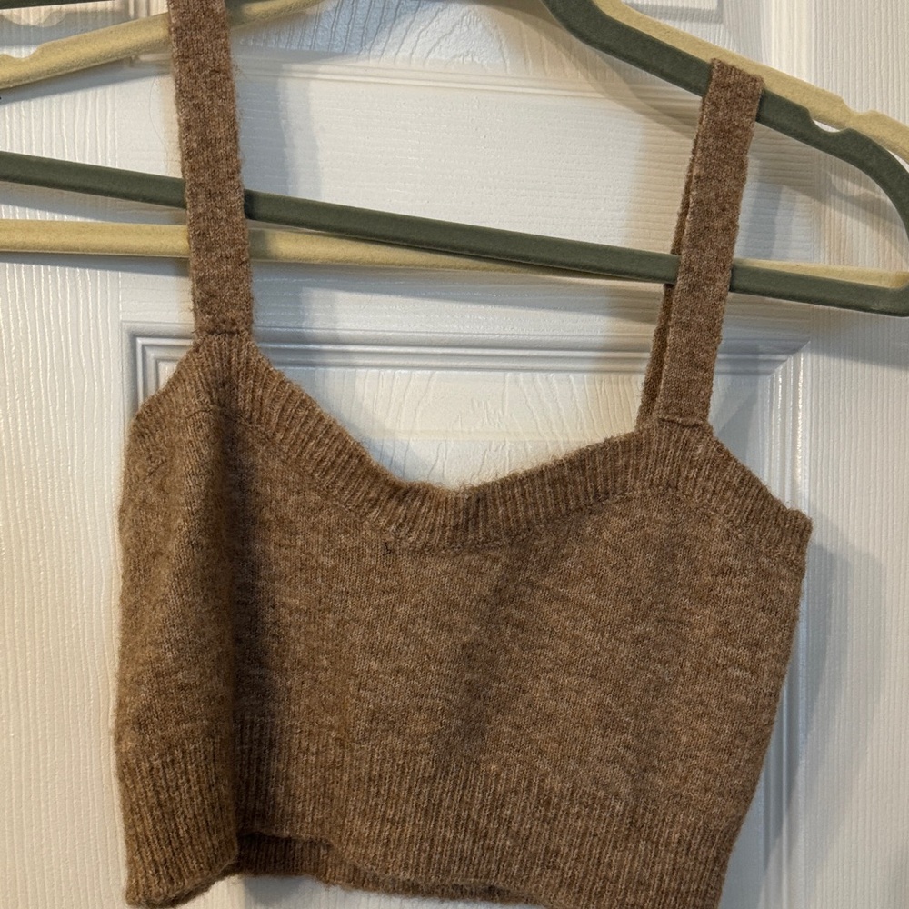 Zara Brown Knit Women's Crop Top